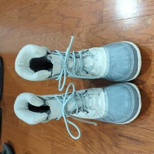 Sorel Joan Of Arctic: White and Grey Waterproof Winter Boots, Women's Size 9